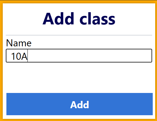 Picture of the add class dialogue box